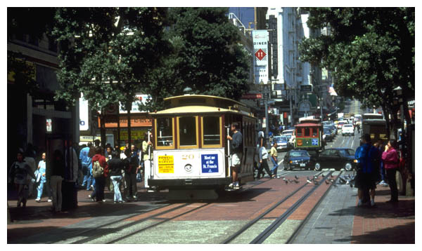 Cable Car: Sep 3rd, 1999: Cable car on Powell Street between Market and Ellis. (001)